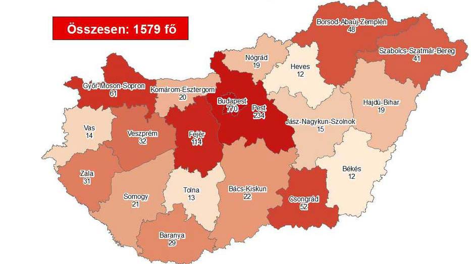 12 beteg hunyt el koronavírusban, továbbra is Budapesten és Pest megyében a legmagyasabb a fertőzöttség