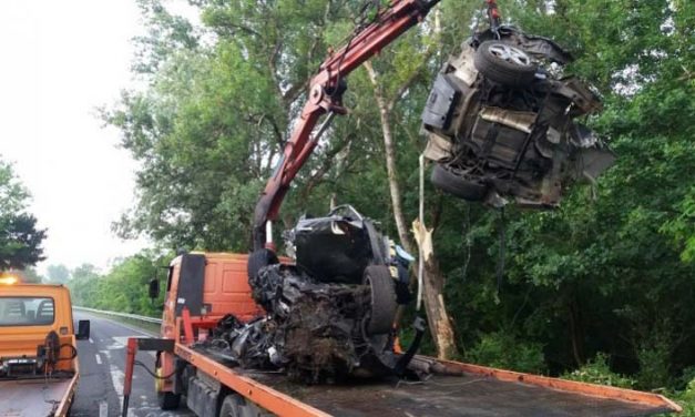 Fának ütközött és kettészakadt egy autó az 1-es főúton – a sofőr a helyszínen meghalt