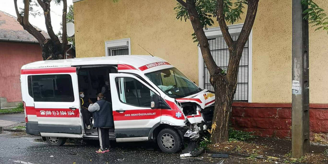 Benézte az elsőbbségadás kötelező táblát a toyotás hölgy, ezért fának csapódott a betegszállító autó: a sofőrt kórházba szállították
