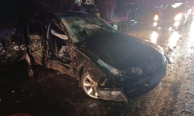 Megcsúszott és egy fának ütközött egy BMW a hónedves úton Kiskunlacháza és Dömsöd között