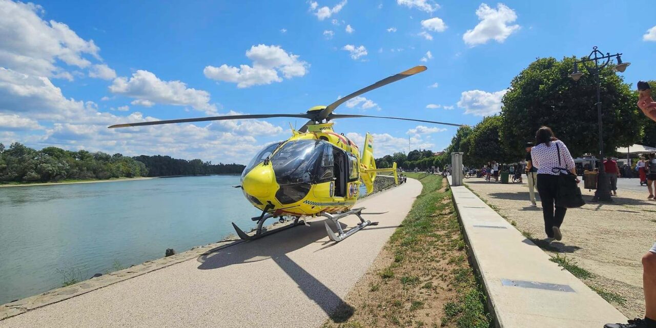 „Nekünk ez a dolgunk!” – bravúros landolás a szentendrei korzón: „zsebkendőnyi” területre szállt le a mentőhelikopter a bajba jutott emberért VIDEÓVAL!